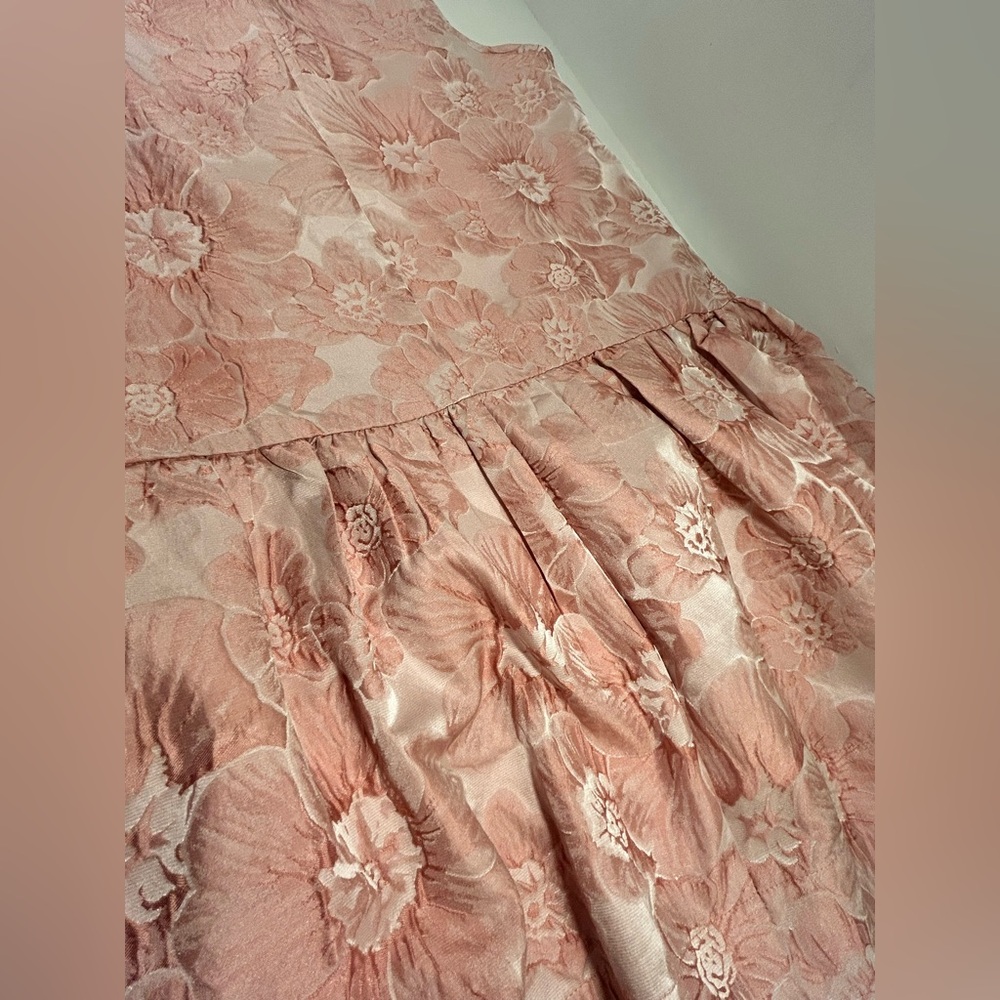 Entro Floral Dress Small Pink Jacquard Fit Flare Lined Sleeveless Boutique - Picture 11 of 12